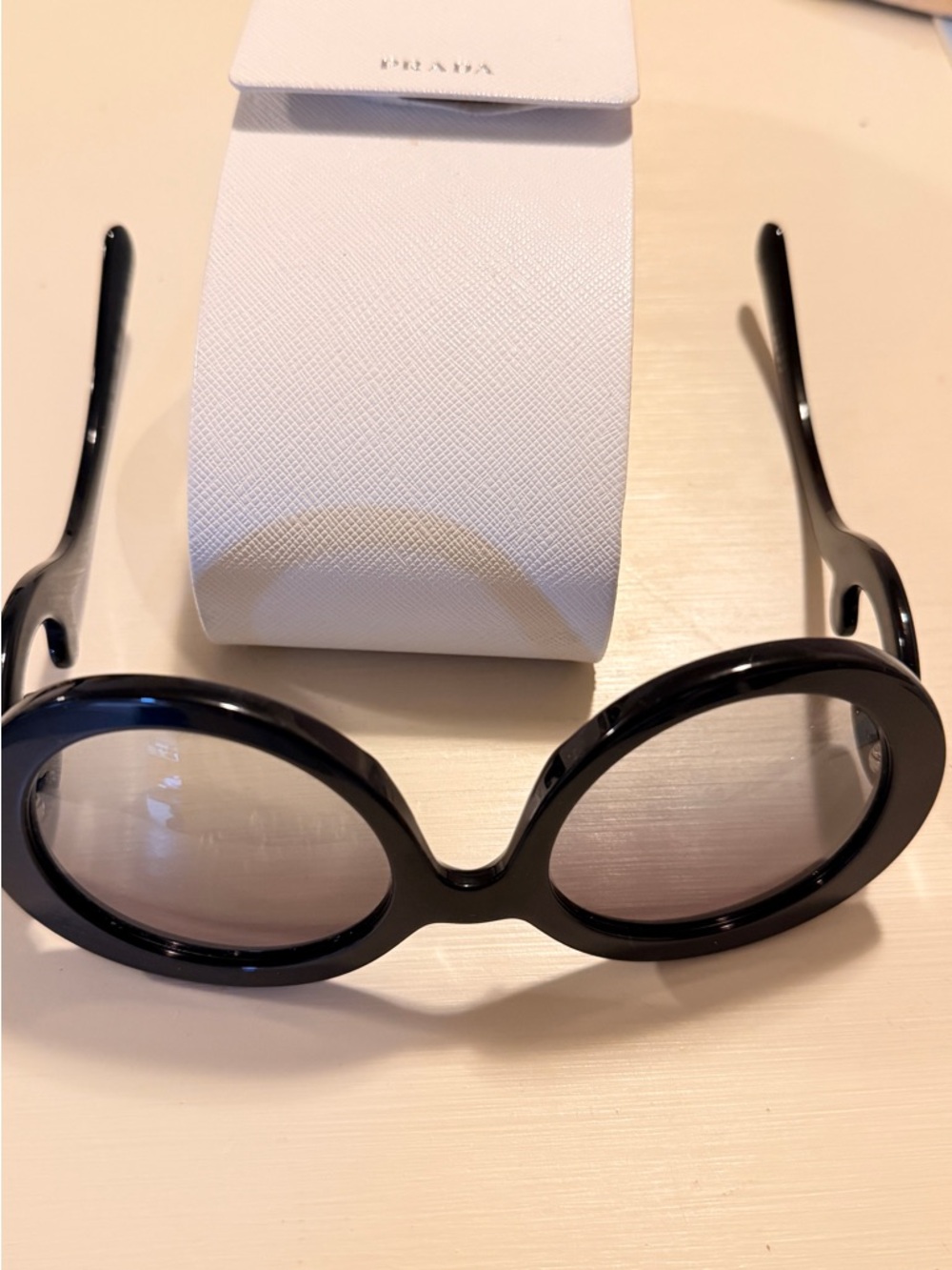 Prada Baroque Swirl Sunglasses Round Oversized Black Designer (including box） - Picture 4 of 7